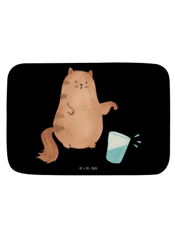 Mr. & Mrs. Panda Badezimmerteppich Katze Wasserglas ohne Spruch in Schwarz