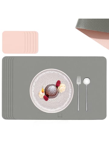 Sänger TISCHSET - Kunstleder, Doppelseitig - Rosa/Grau - 44,5x30cm - 12 Stück