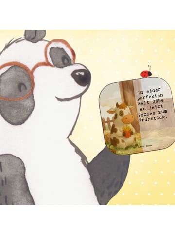 Mr. & Mrs. Panda Untersetzer für Gläser Kuh Pommes Design mit S... in Weiß
