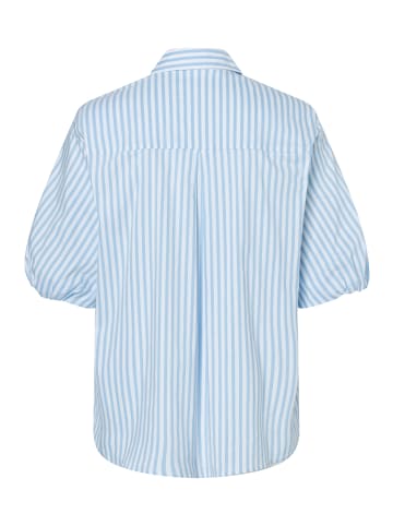 More & More feminine, gestreifte Kurzarm-Puffärmelbluse in skyblue/white