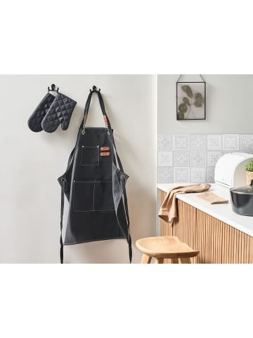 Beliani 5-tlg Küchentextilien Set RAPHANUS in Schwarz/Braun