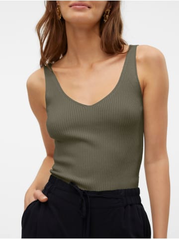 Vero Moda Einfarbig Geripptes Struktur Top mit V-Ausschnitt VMGLORY in Olive