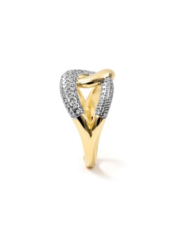 Luxenter ring in polished metal and zirconia alloy, finished in 18-K yellow gold - Denan