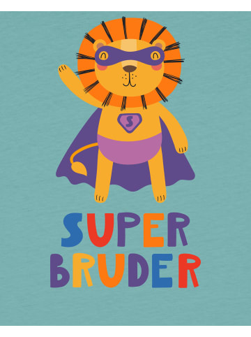 wat? Apparel T-Shirt Löwe Superbruder in Teal Monstera