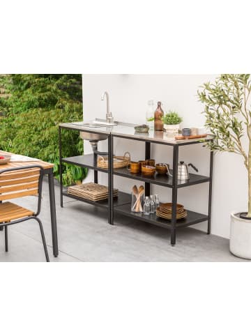 Beliani 2er-Set Gartenküche VILAMA in Schwarz/Silber