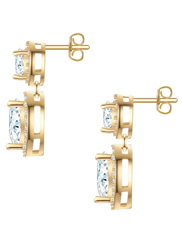 Yokoamii Ohrringe Herz aus Messing mit Zirkonia in gelbgold