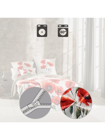 Erwin Müller Mako-Satin Kuschelkissenbezug in weiß-rot