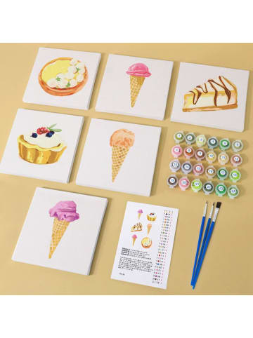 ARTNANAS Mini Malen nach Zahlen 4er/6er Set-"Dessert 3"