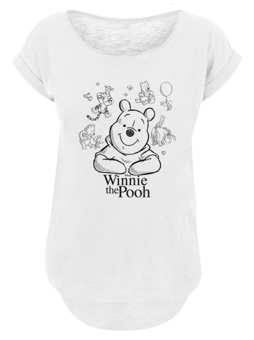 F4NT4STIC Long Cut T-Shirt Winnie Puuh Der Bär Collage Sketch in weiß