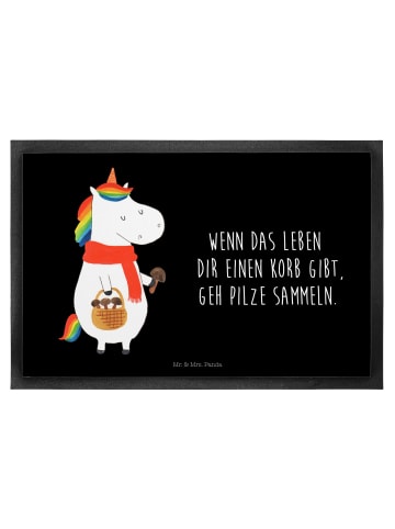 Mr. & Mrs. Panda Fußmatte Einhorn Pilz mit Spruch in Schwarz
