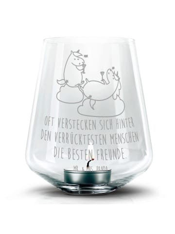 Mr. & Mrs. Panda Gravur Teelicht Einhorn Sekt mit Spruch in Transparent