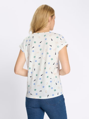 Sieh an! Rundhalsshirt in ecru-himmelblau-bedruckt