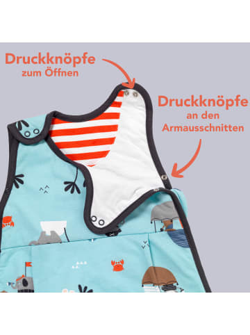 Schlummersack Babyschlafsack, 1.0 TOG in Hellblau-Rot