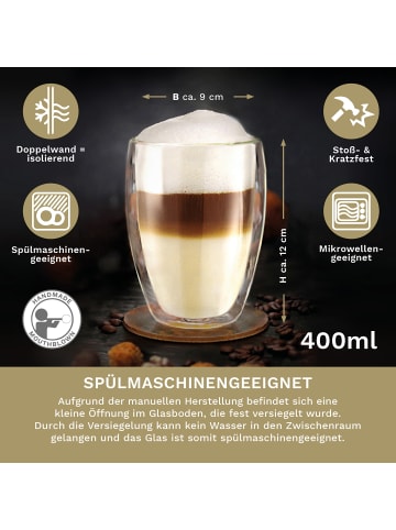 Creano 2er Set Thermoglas dg-h "Doppelwandglas" - 400ml Glas