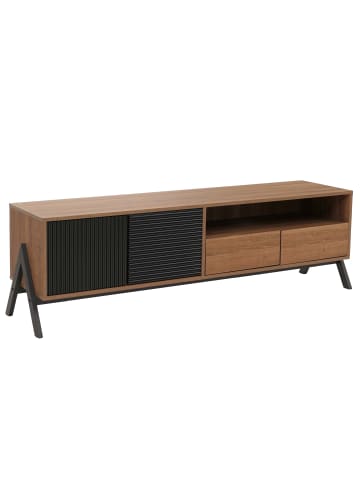 MCW TV-Rack O40 mit Schubladen und Staufächern 48x155x40cm, Natur