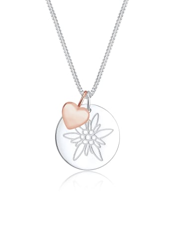 Elli Halskette 925 Rosegold Bi Color_Tri Color, Edelweiss, Herz, Trachtenschmuck in Silber