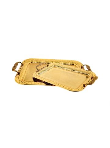 Almina 2-teiliges Serviertablett aus hochwertigem 18/10 Edelstahl in Gold