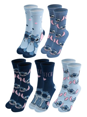 Lilo & Stitch 5er Pack Disney Lilo & Stitch Socken Sneaker Strümpfe in Mehrfarbig