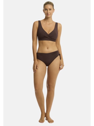Sea Level Essentials Cross Front Multifit Bra Top in COCOA