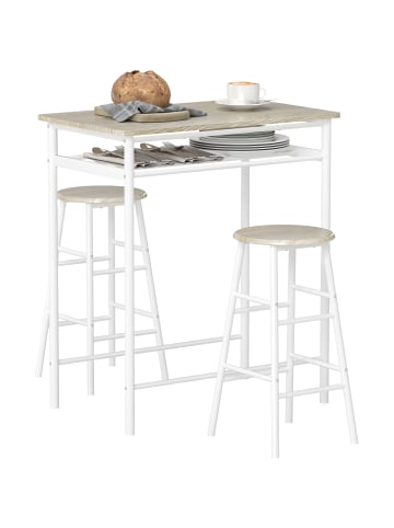 HOMCOM Bartisch Set-80B x 50T x 90H cm-Weiß