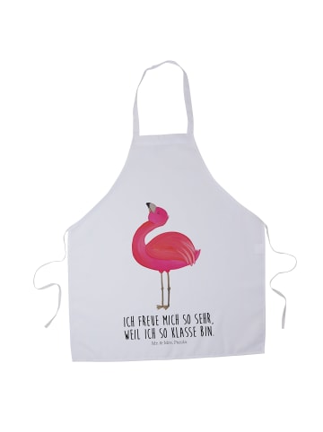 Mr. & Mrs. Panda Latzschürze Flamingo Stolz mit Spruch in Weiß