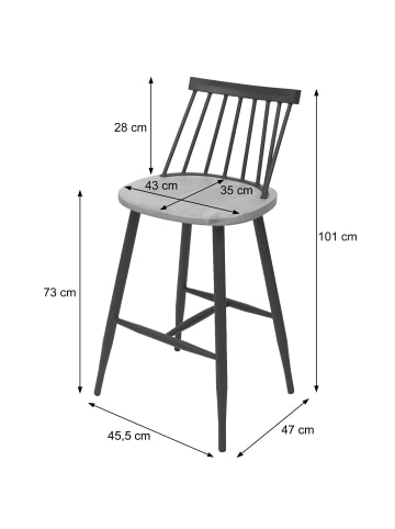 MCW 2er-Set Retro Barhocker G69, Naturfarben