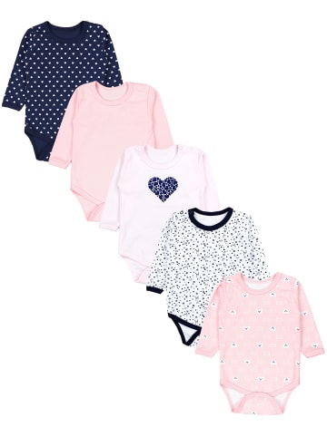 TupTam Mädchen Baby Body Langarm Unifarben 5er Pack in rosa Modell 3