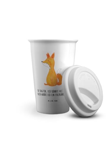 Mr. & Mrs. Panda ToGo Kaffeebecher Einhorn Fuchs mit Spruch in Weiß