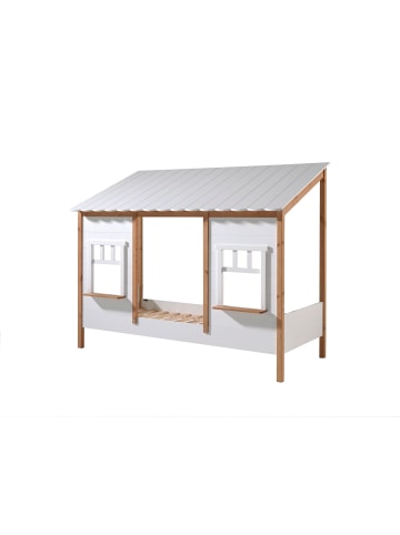 58 aufm Kessel LANDHAUSBETT Kamilah 214x174x105 aus Massivholz+MDF in Oak/Weiß