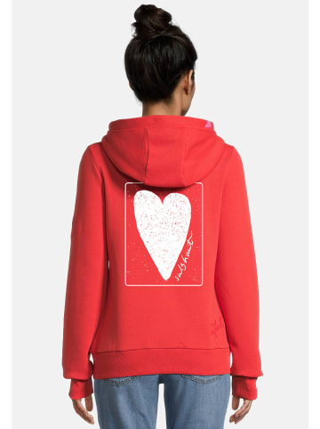 Salzhaut Sweatjacke SÖÖTE - HERZ RÜCKEN in Chilli Red-White