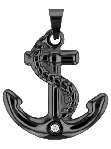 Adeliás Damen Anhänger aus Edelstahl mit Strass Steinchen in schwarz