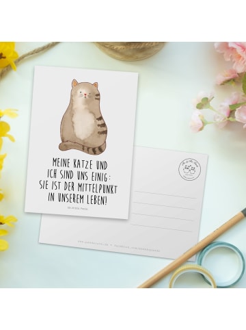 Mr. & Mrs. Panda Ansichtskarte Katze Sitzen mit Spruch in Weiß