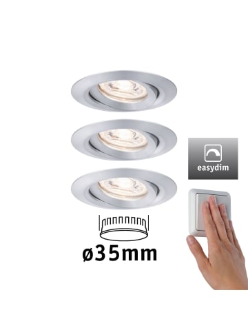 paulmann LED Einbaustrahler Nova mini Plus schwenkbar EasyDim 3er Set in Alu -  Ø66mm