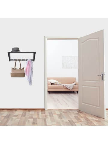 relaxdays Wandgarderobe in Schwarz - (B)65 x (H)23 x (T)25 cm