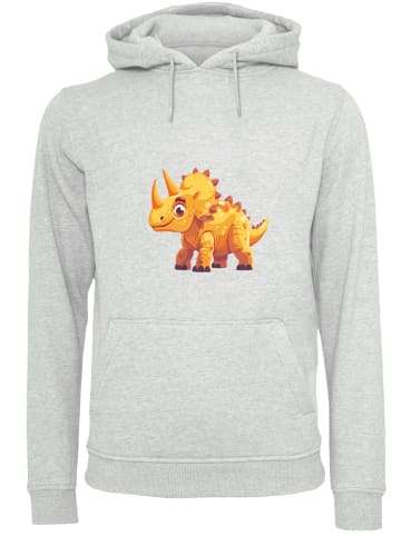 F4NT4STIC Hoodie Süßer Triceratops Dinosaurier in grau meliert