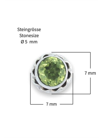 mantraroma 925er Silber - Ohrstecker (L) 7 x (B) 7 mm mit Peridot facettiert