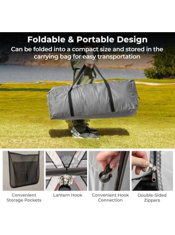 COSTWAY Campingzelt für 4-6 Personen in Grau