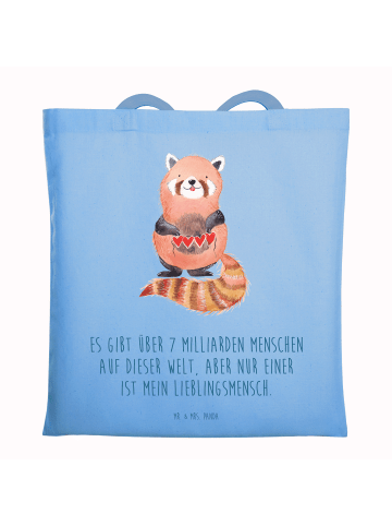 Mr. & Mrs. Panda Tote Bag Roter Panda mit Spruch in Sky Blue