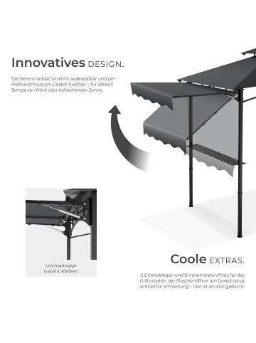 tectake Grillpavillon, inklusive 8 Heringen und 6 Haken, 316 x 150 x 250 cm