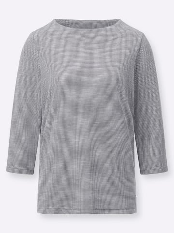 WITT WEIDEN 3/4-Arm-Shirt in steingrau-ecru-gemustert