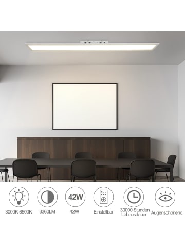 ZMH LED Deckenleuchte in Weiß 42W Dimmbar Panel L 120cm Modern Schlafzimmerlampe