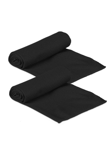 relaxdays 2er-Set: Kühlhandtuch in Schwarz - 90 x 30 cm
