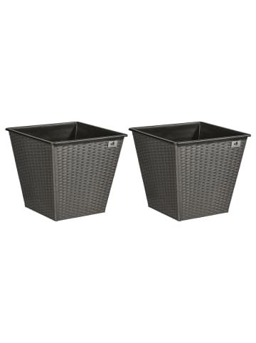 Gartenfreude 2er Set Polyrattan Blumentöpfe in Grau