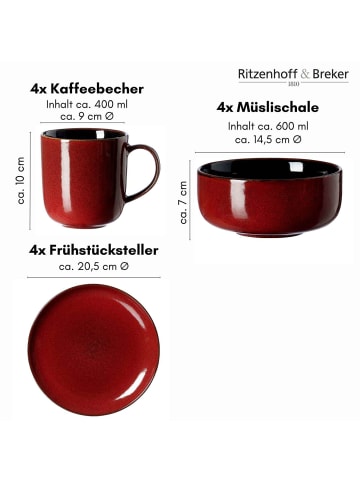 Ritzenhoff & Breker 12-tlg. Frühstücks-Set Gambia in Rot – in rot