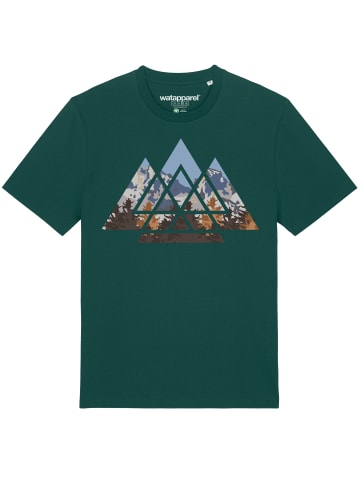 wat? Apparel T-Shirt Geometric Landscape in Dunkelgrün