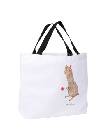 Mr. & Mrs. Panda Reisetasche Alpaka Blume ohne Spruch in Weiß