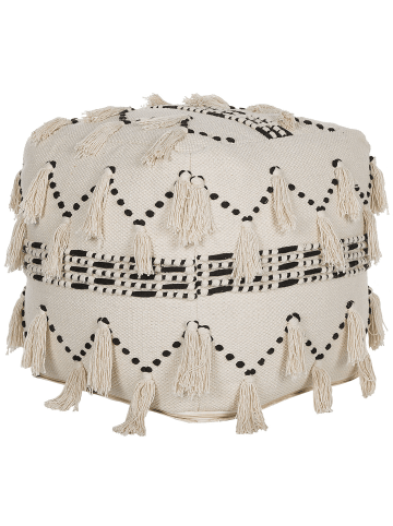 Beliani Pouf THONDI in Beige/Schwarz - (W) 45 x (H) 45 x (L) 45 cm