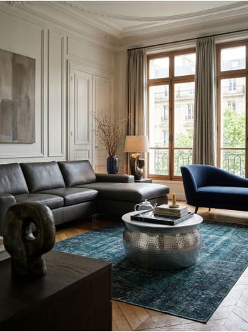 KADIMA DESIGN Wohnzimmertisch Design | Orient-Look, Hammerschlag-Alu, Premium in Silber