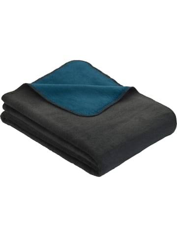 Erwin Müller Baumwollmischung Wohndecke Matera in dunkelgrau/petrol
