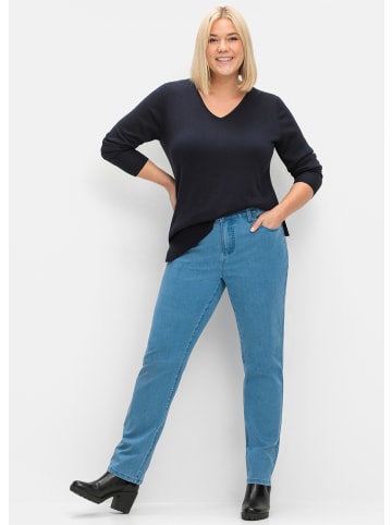 sheego Strickpullover in tiefblau